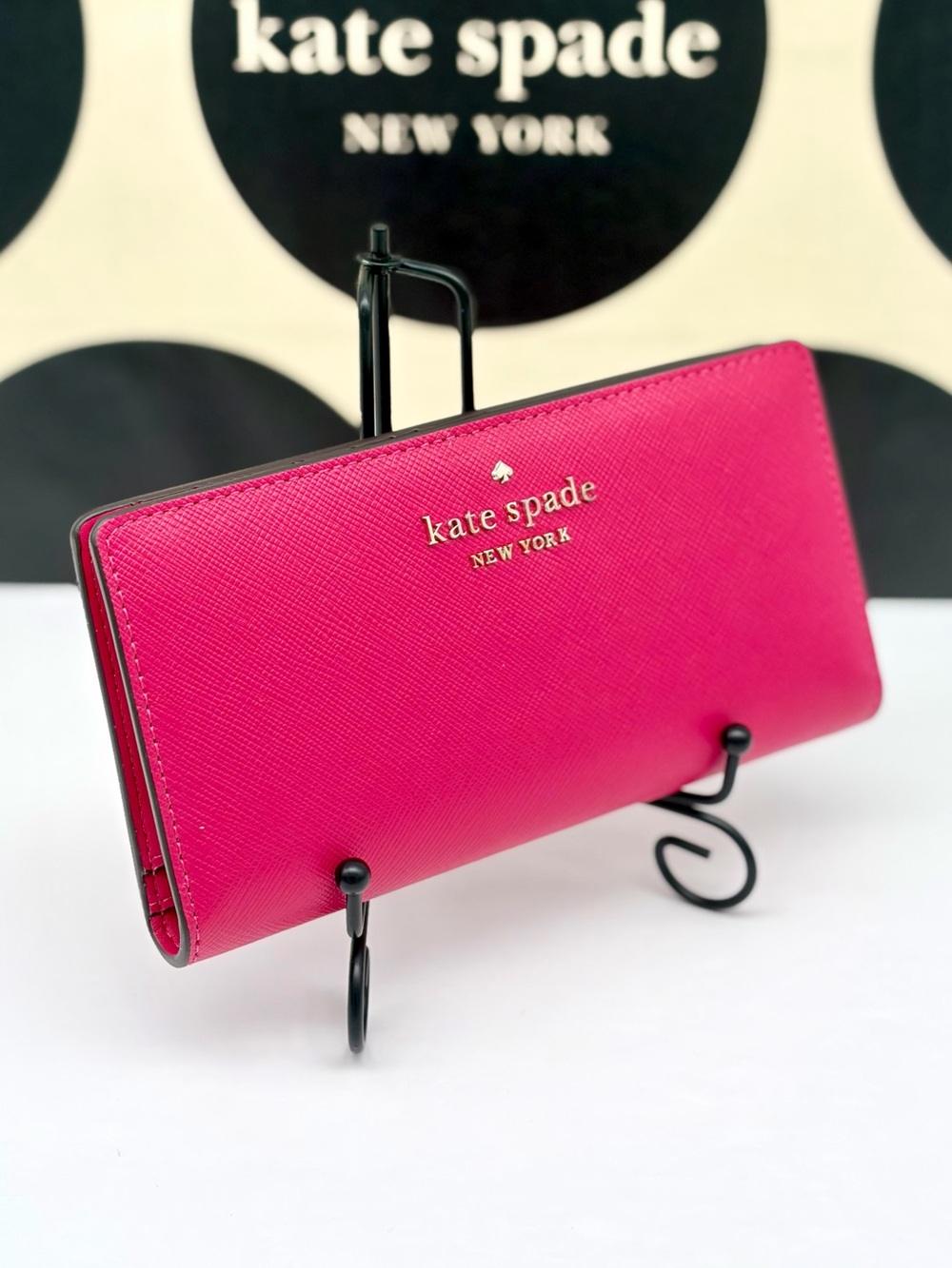 Kate Spade staci saffiano leather Lg. Slim Wallet  Pink Ruby